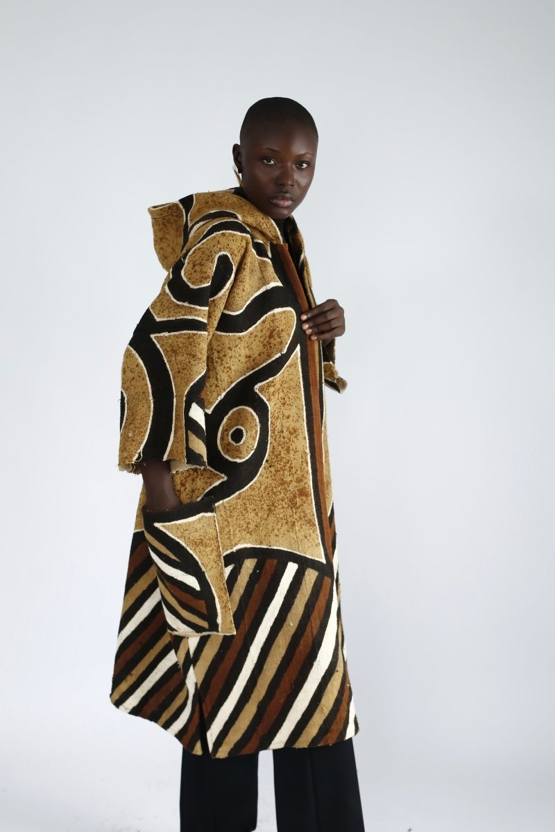 Asaase Ya Hooded Bogolan Cloak#african_fabric_ghana#