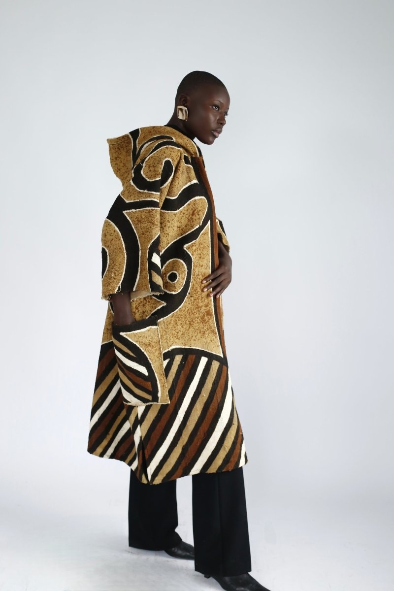 Asaase Ya Hooded Bogolan Cloak#african_fabric_ghana#
