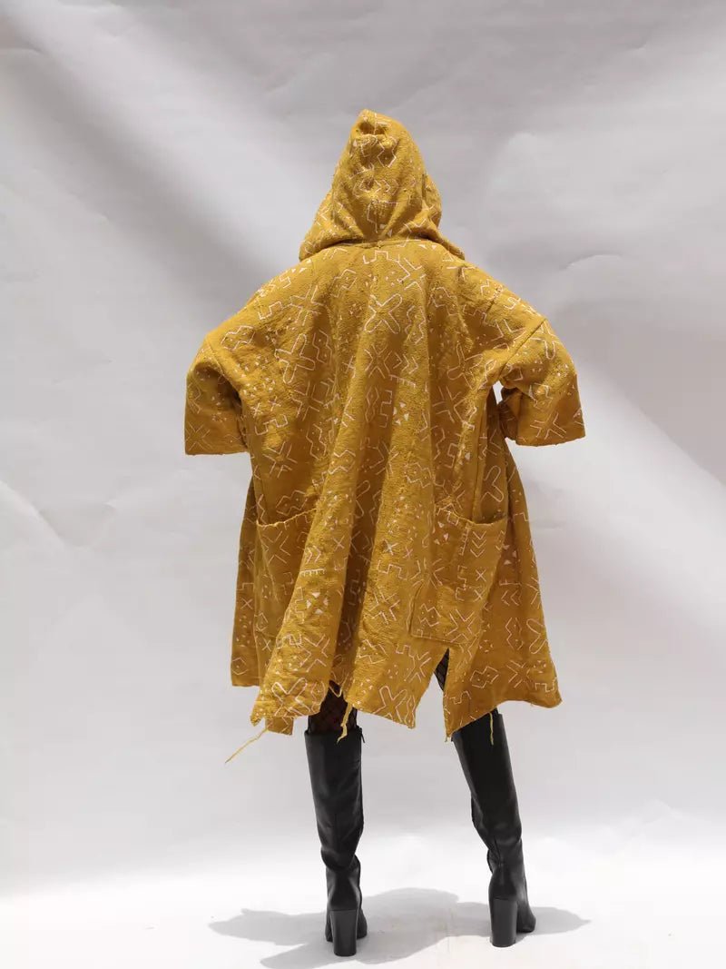Bow Down Hooded Bogolan Cloak#african_fabric_ghana#