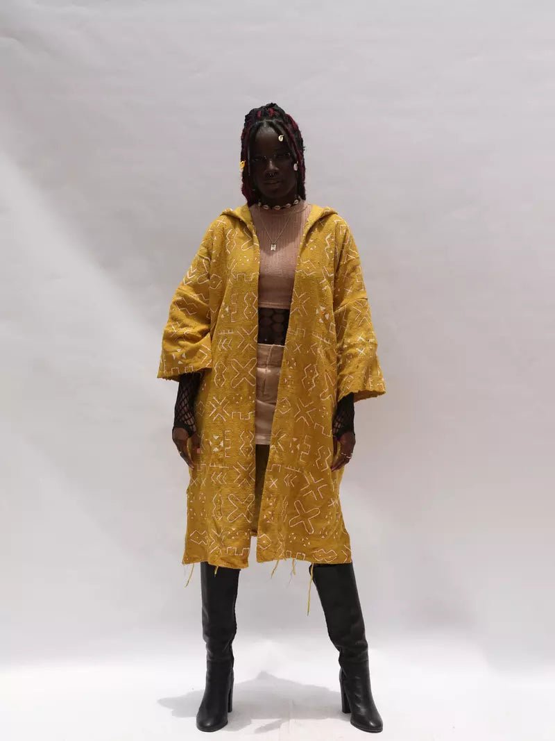 Bow Down Hooded Bogolan Cloak#african_fabric_ghana#