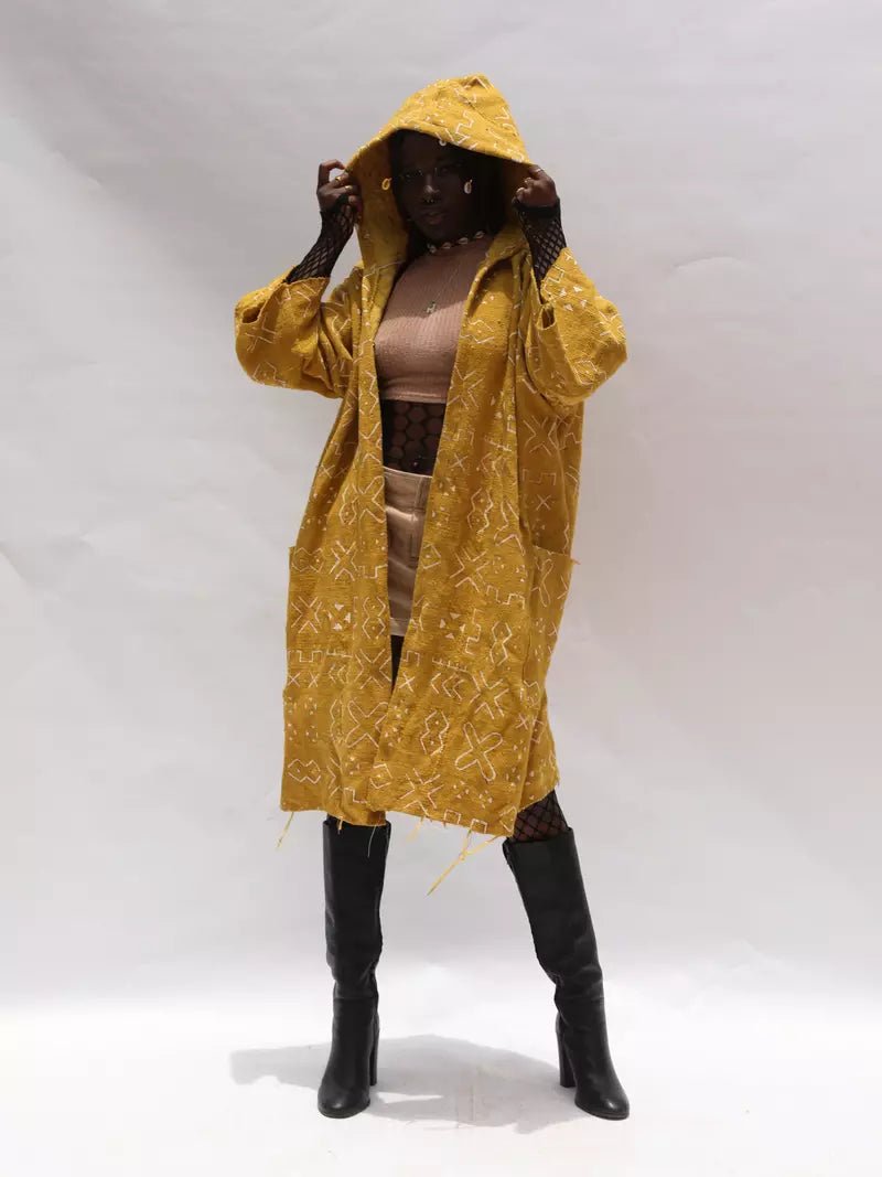 Bow Down Hooded Bogolan Cloak#african_fabric_ghana#