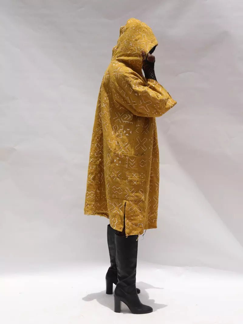 Bow Down Hooded Bogolan Cloak#african_fabric_ghana#