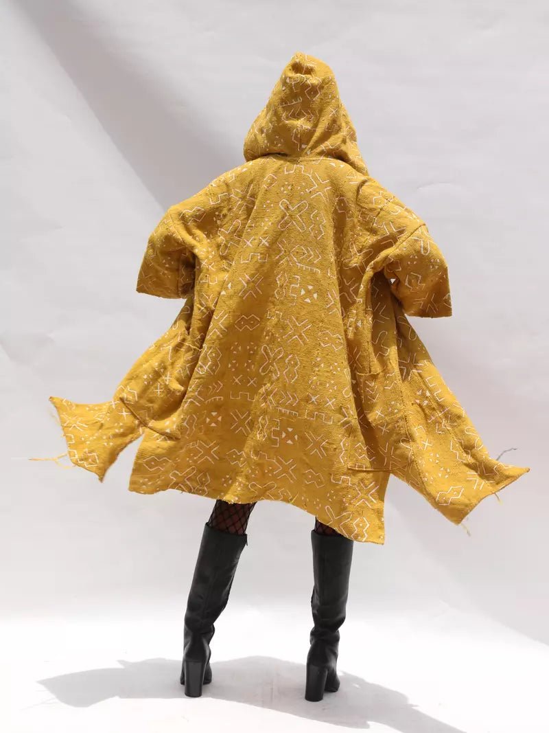 Bow Down Hooded Bogolan Cloak#african_fabric_ghana#