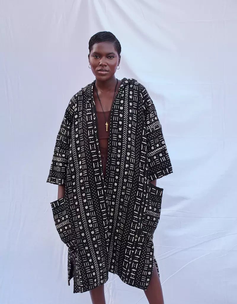 Maze Hooded Bogolan Cloak
