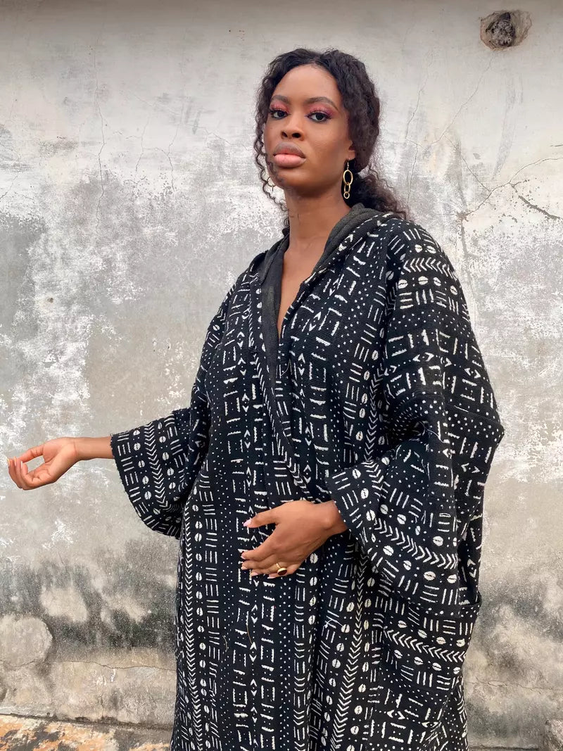 Early Bird Hooded Bogolan Cloak#african_fabric_ghana#