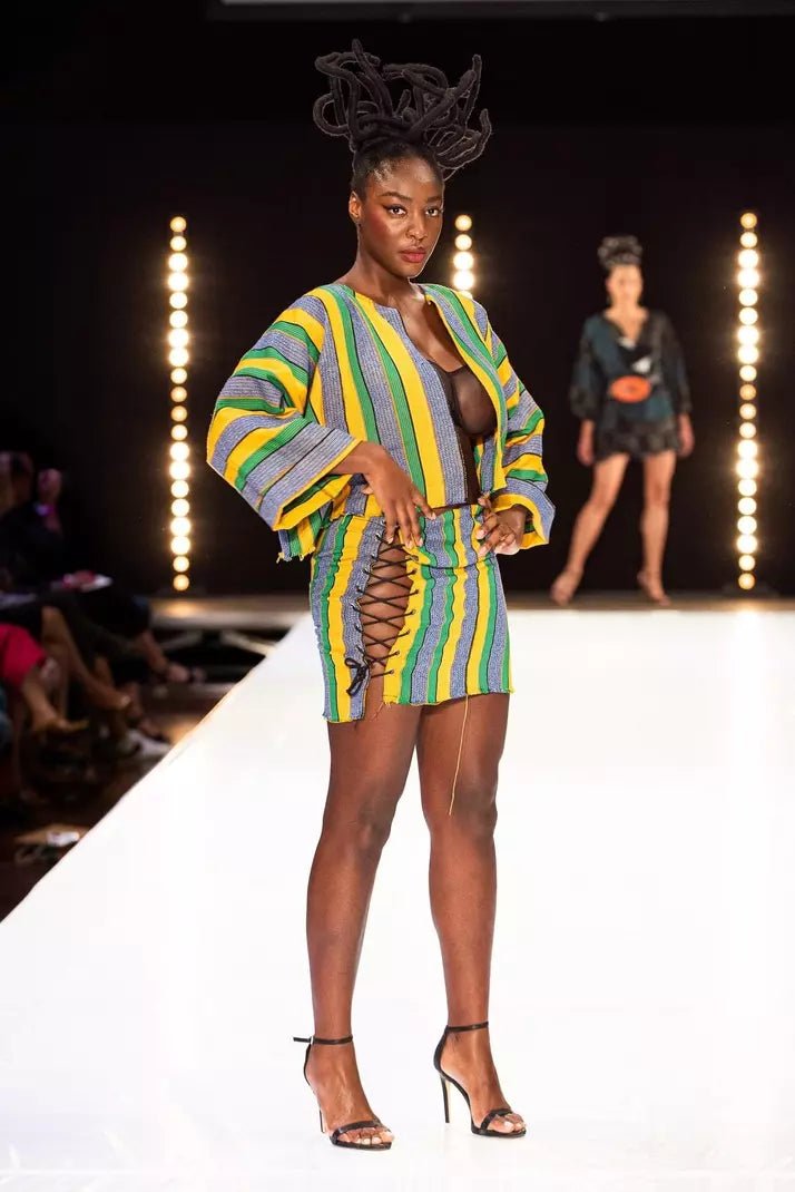 Fugu Shrug & Lace Up Skirt#african_fabric_ghana#