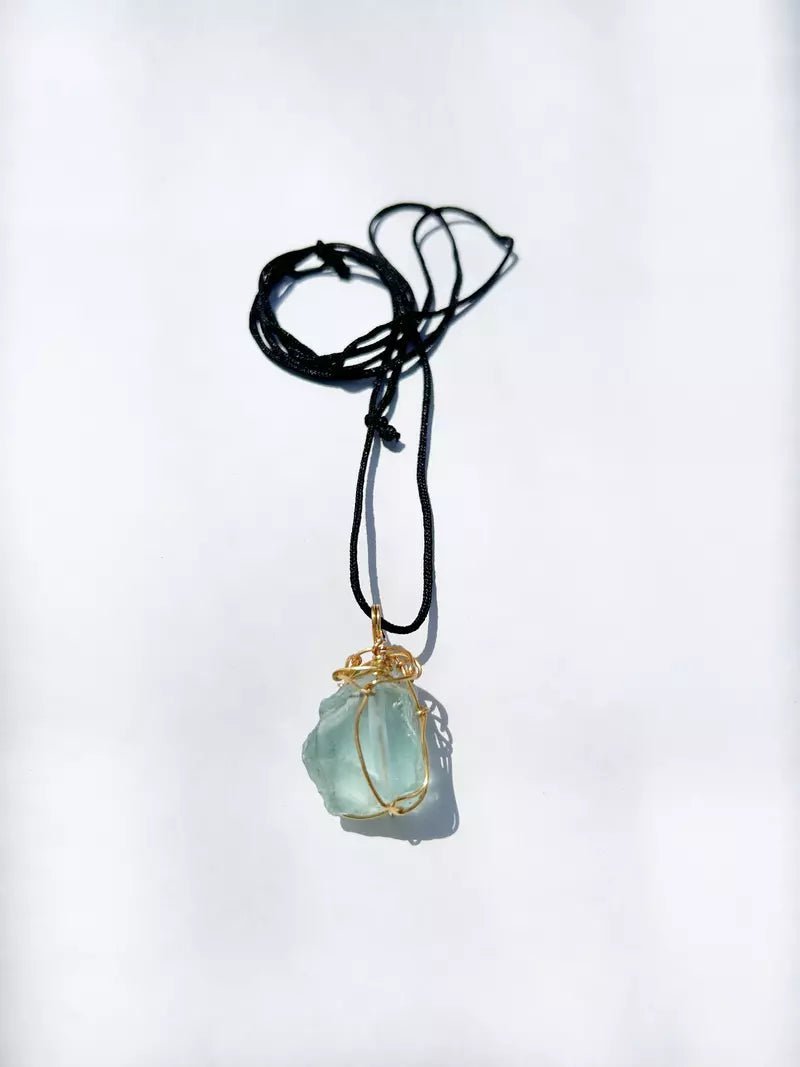 Green Obsidian Crystal Necklace (Pre - Order)#african_fabric_ghana#