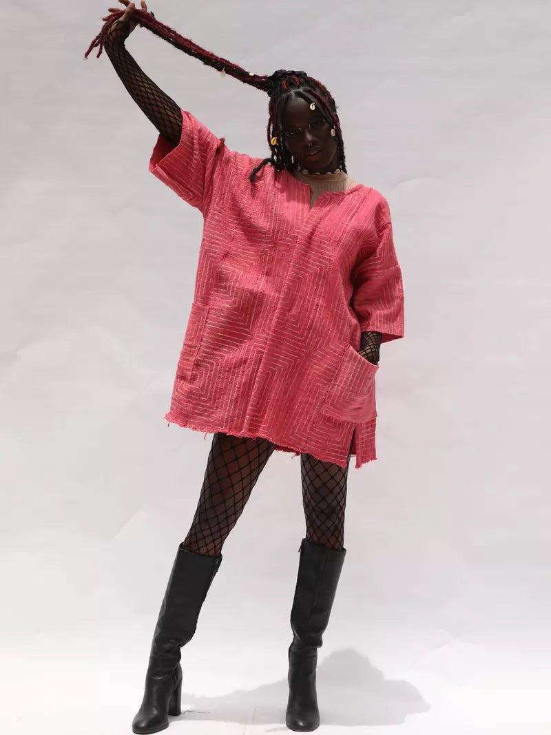 Pink Frequency Bogolan Cloak#african_fabric_ghana#