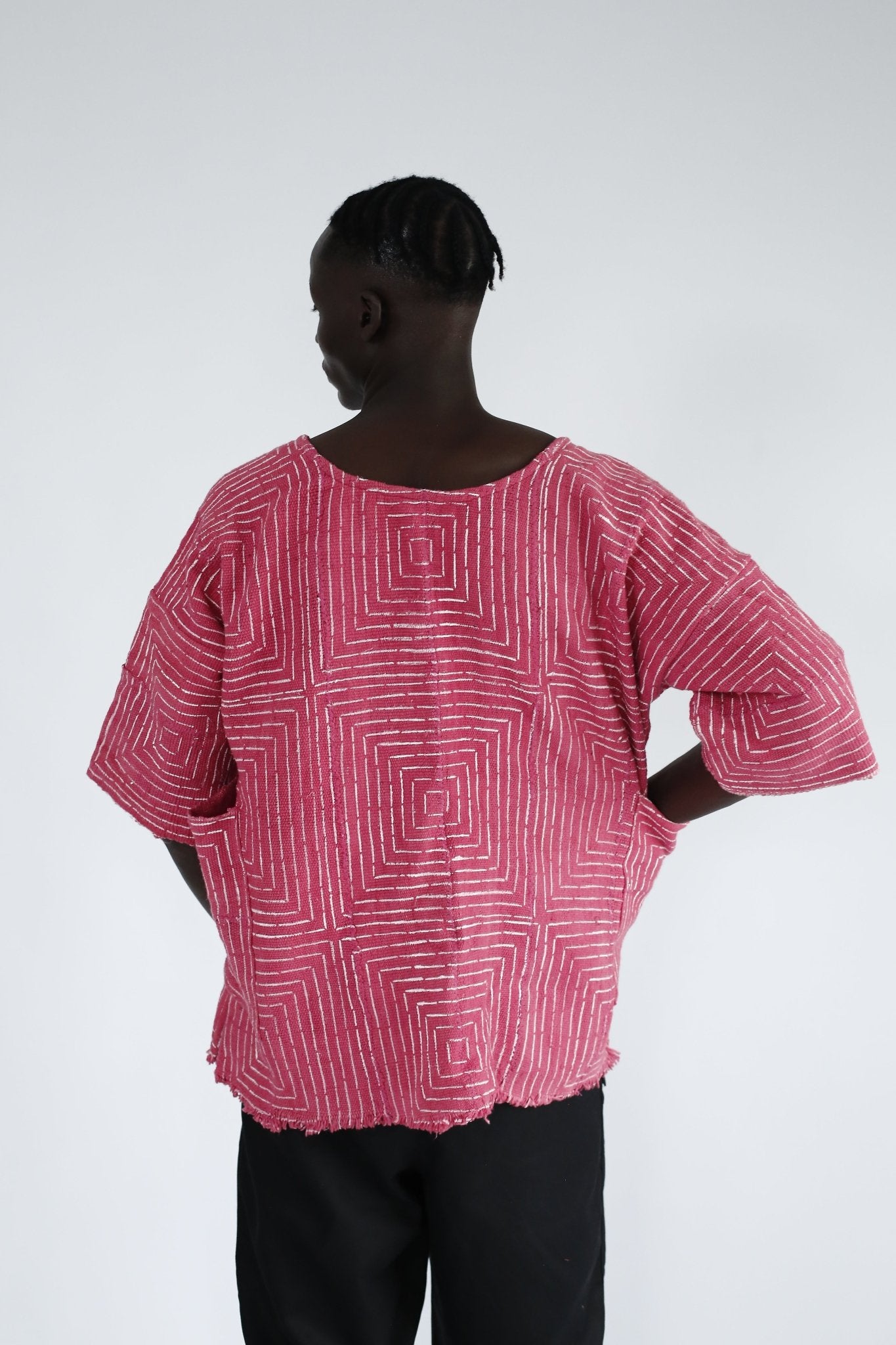 Pink Frequency Bogolan Cloak#african_fabric_ghana#