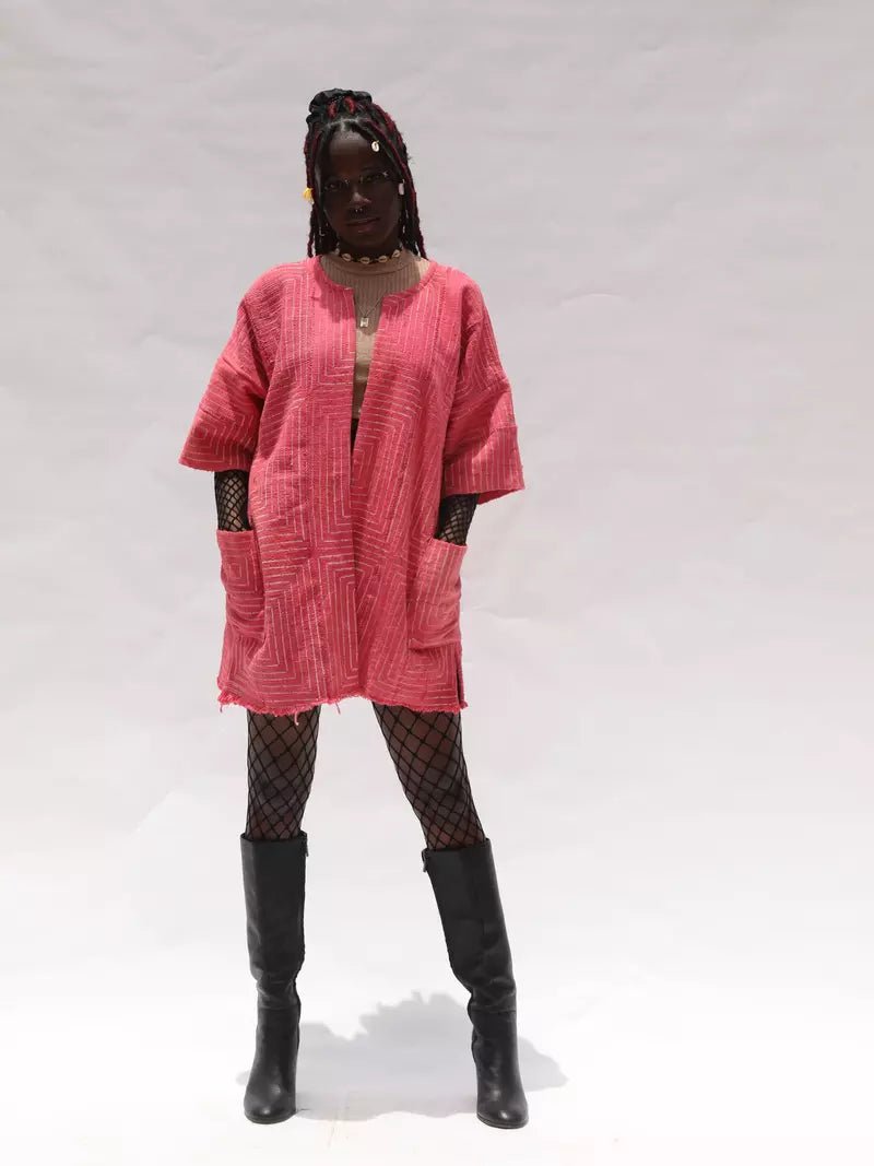 Pink Frequency Bogolan Cloak#african_fabric_ghana#