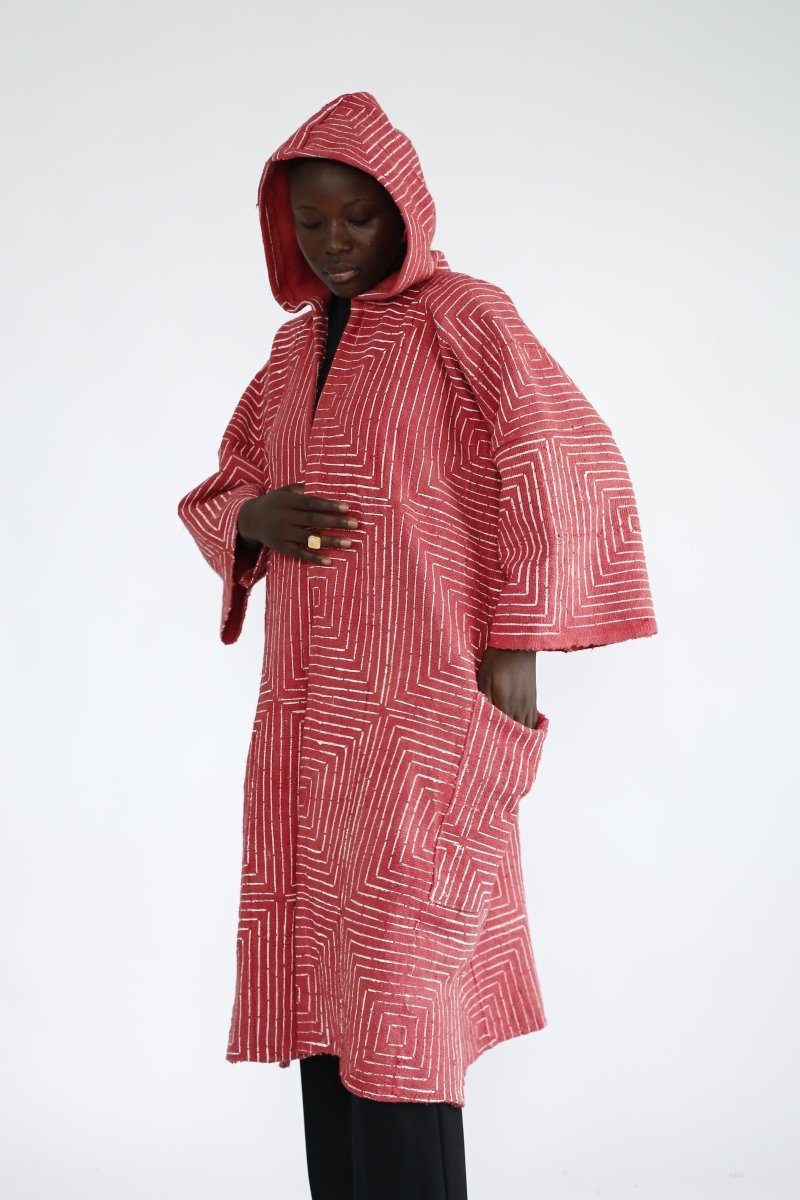 Pink Frequency Hooded Cloak#african_fabric_ghana#