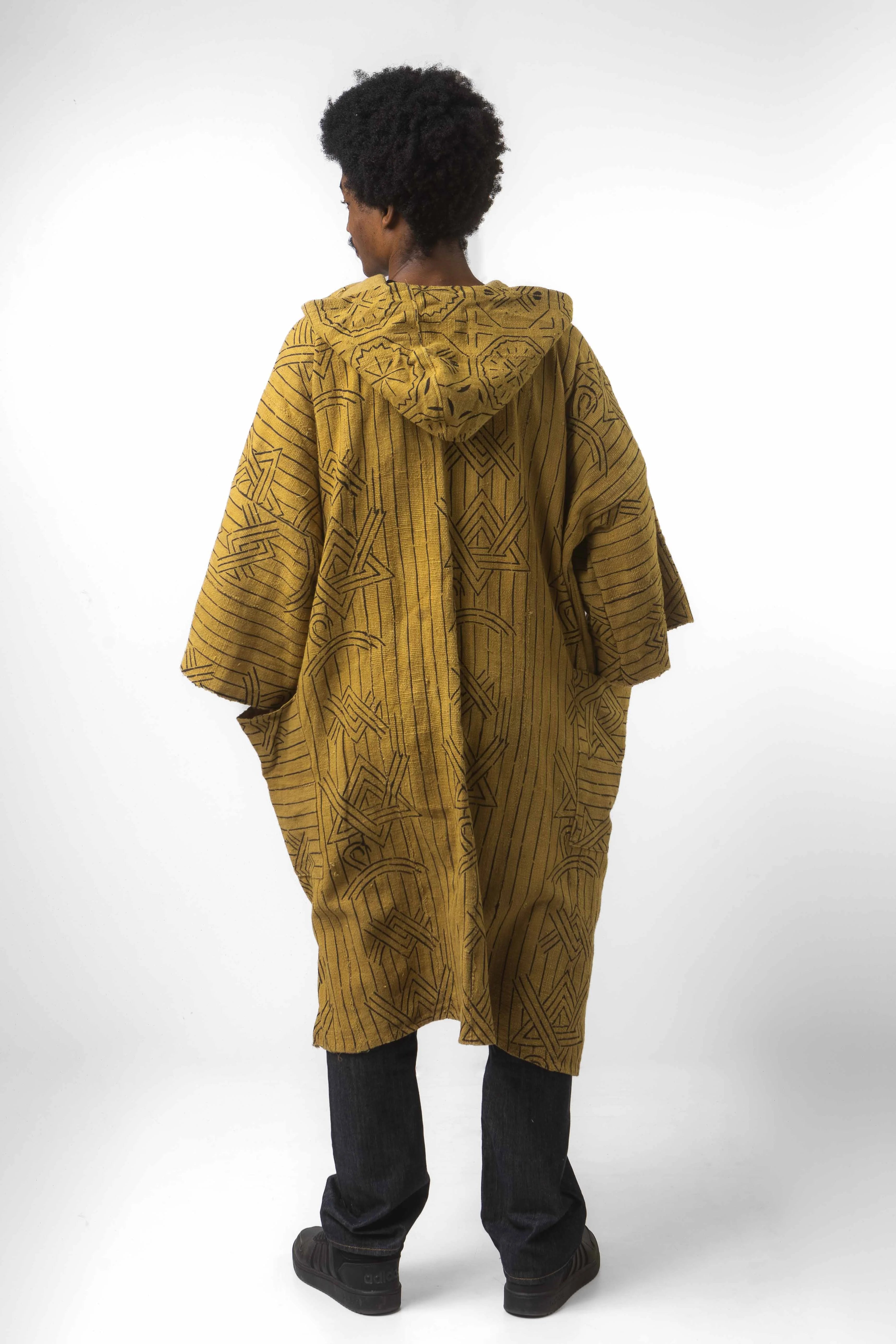 Yellow Dreamweaver Hooded Bogolan Cloak