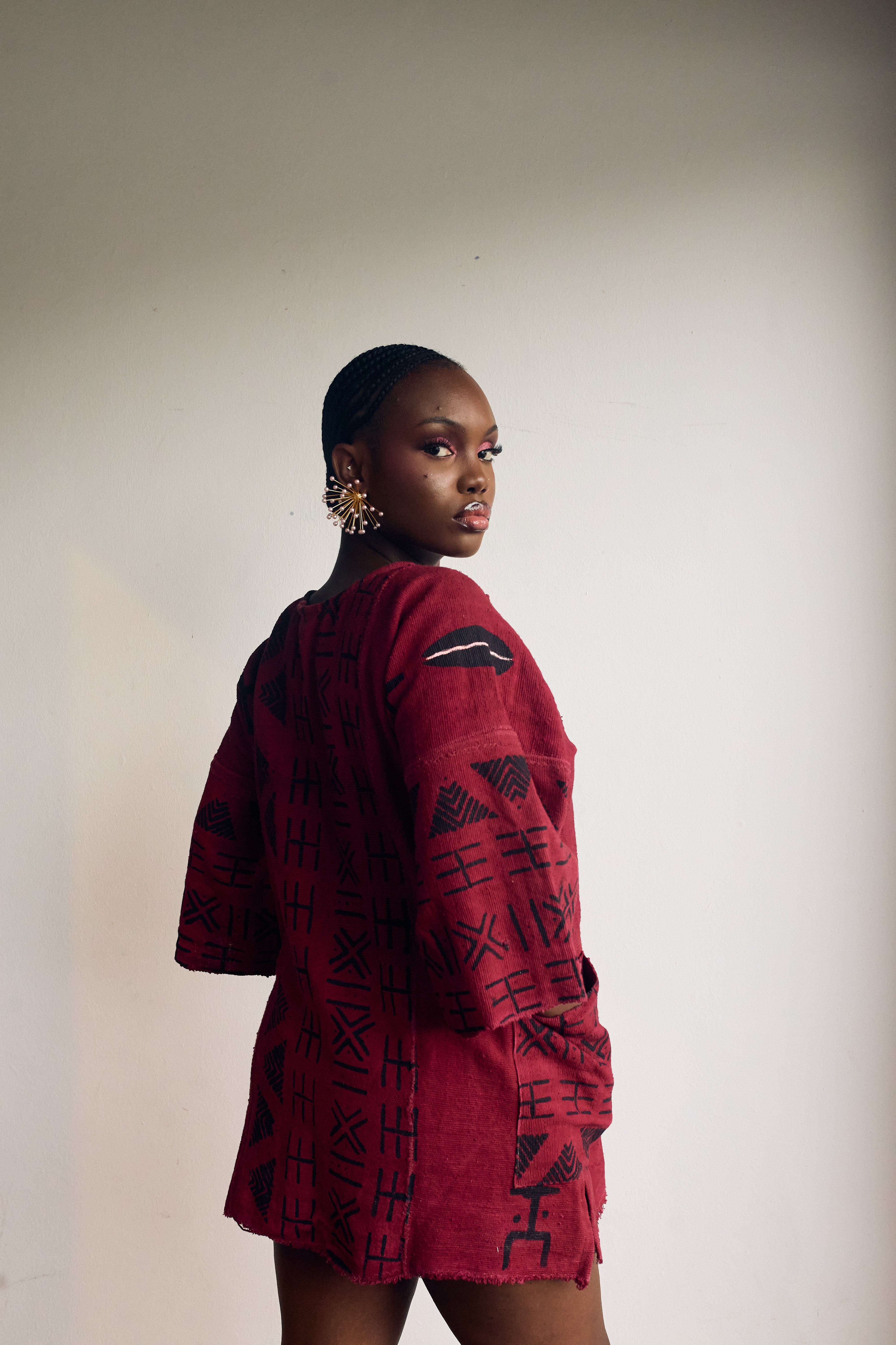 Crimson Roots Bogolan Cloak