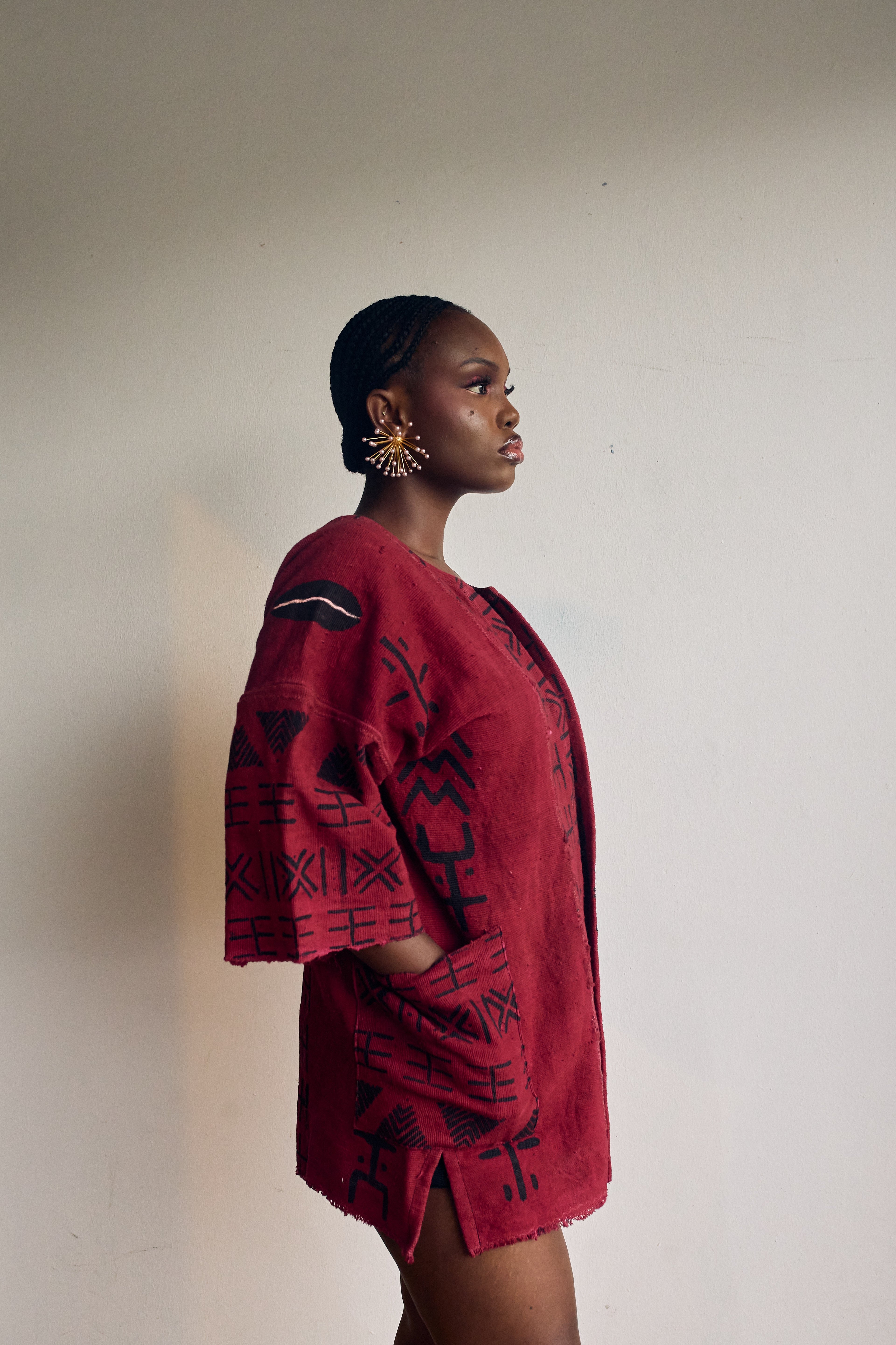 Crimson Roots Bogolan Cloak