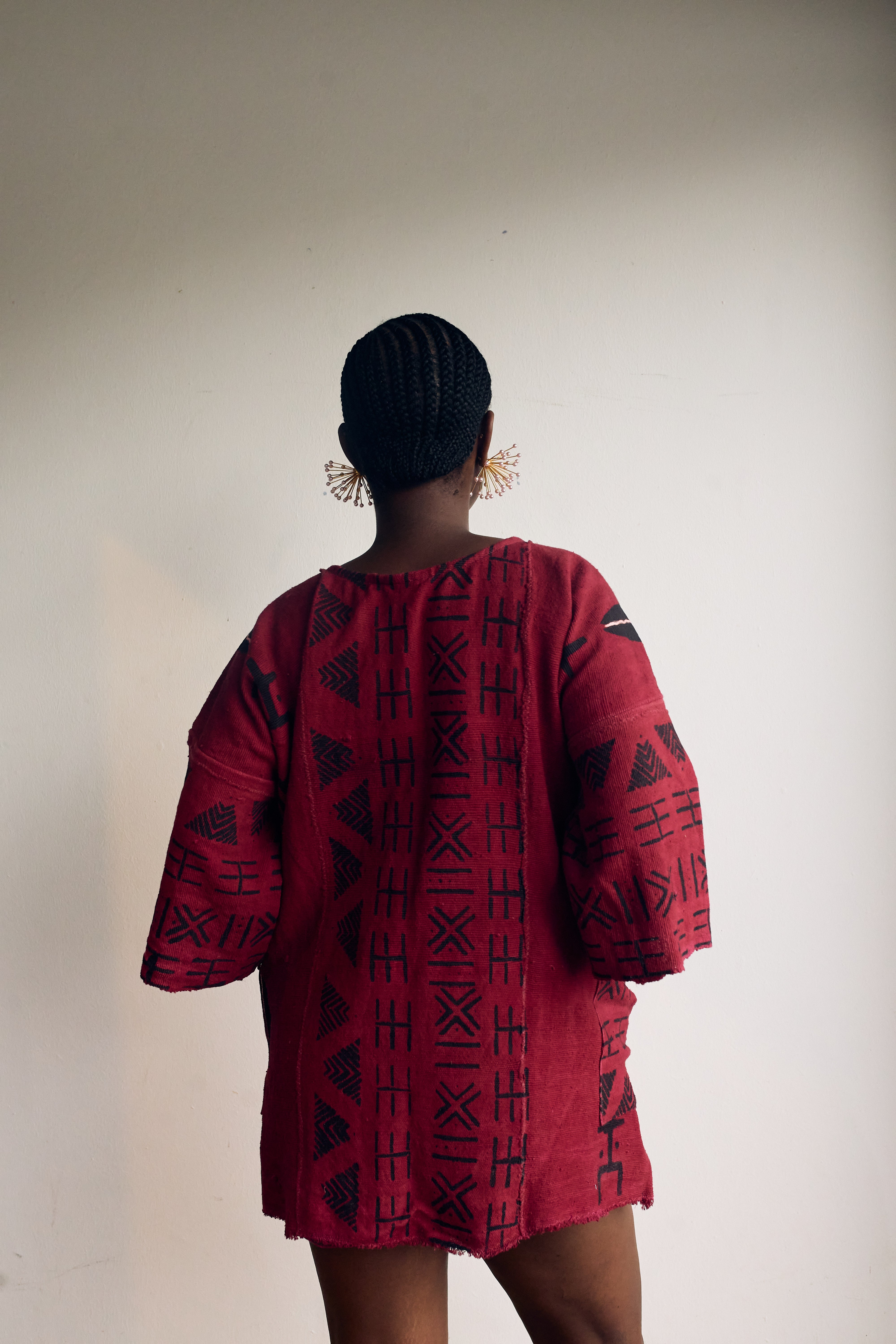 Crimson Roots Bogolan Cloak
