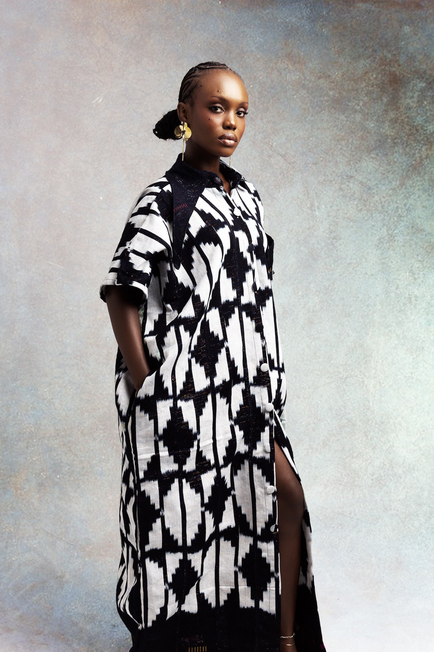 Intergalactic Asymmetric Collar Dress - Long