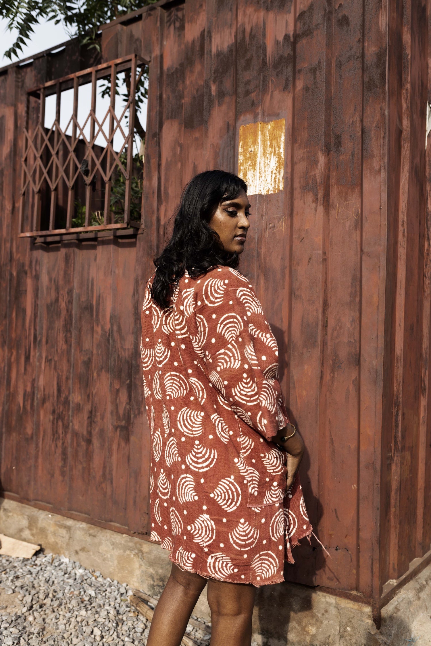 Brown WiFi Bogolan Cloak