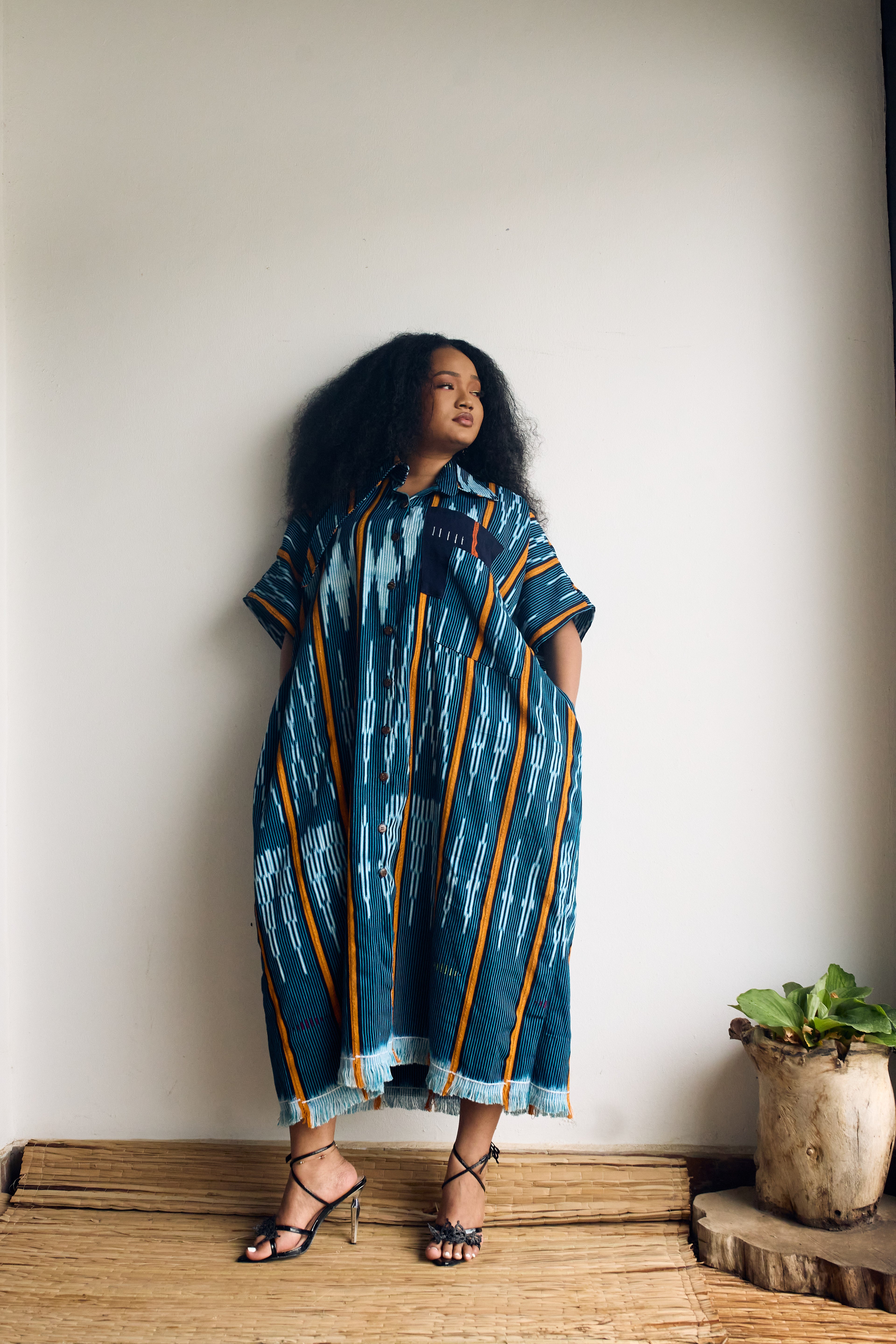 Turquoise Cascades Baule Shirt Dress - Long (Pre-Order)