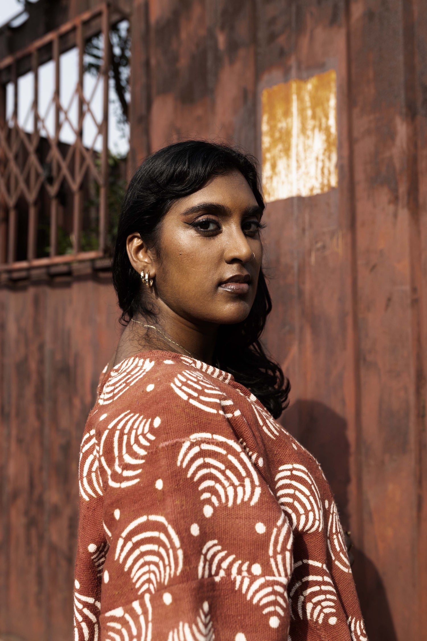 Brown WiFi Bogolan Cloak