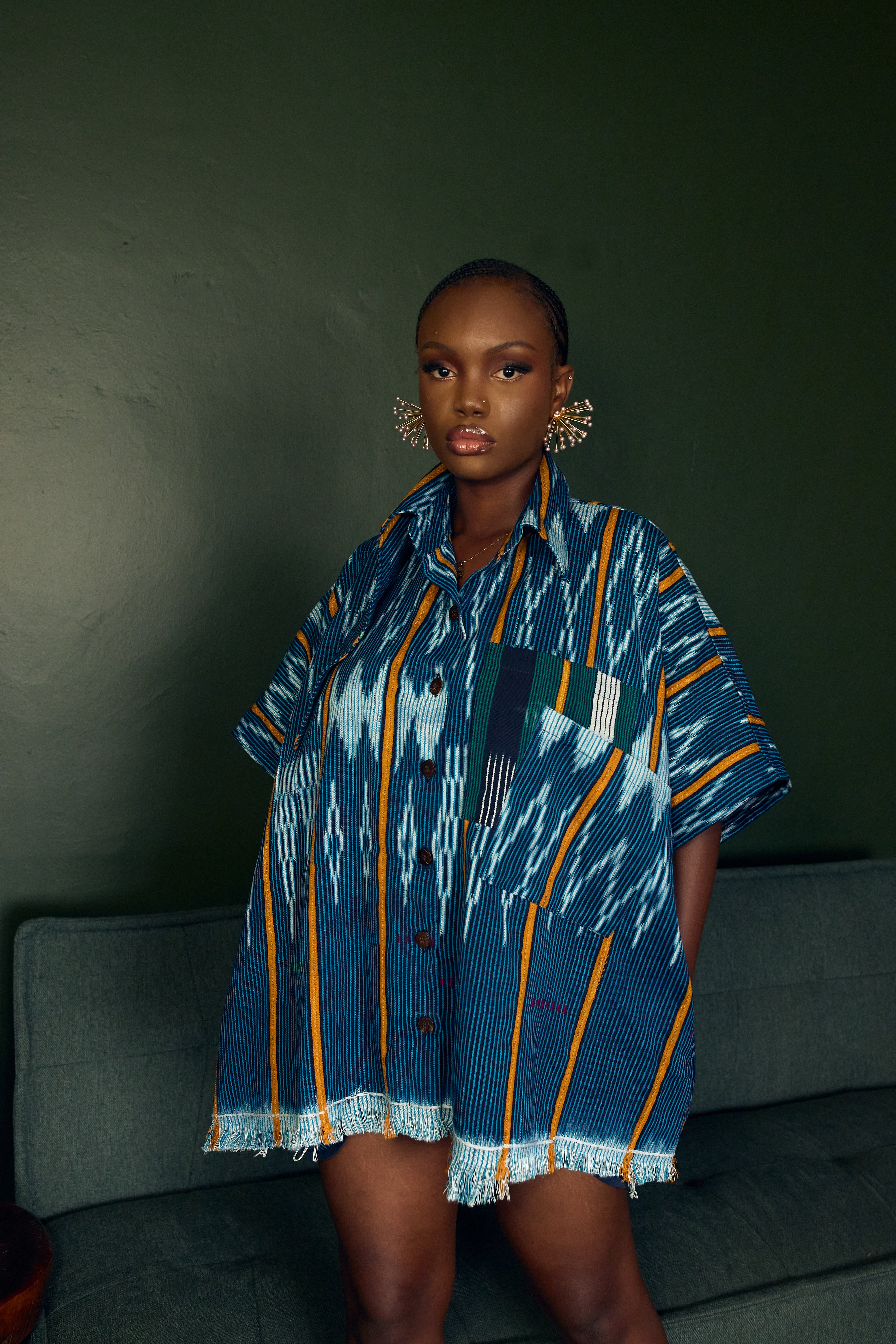Turquoise Cascades Baule Shirt Dress - Short