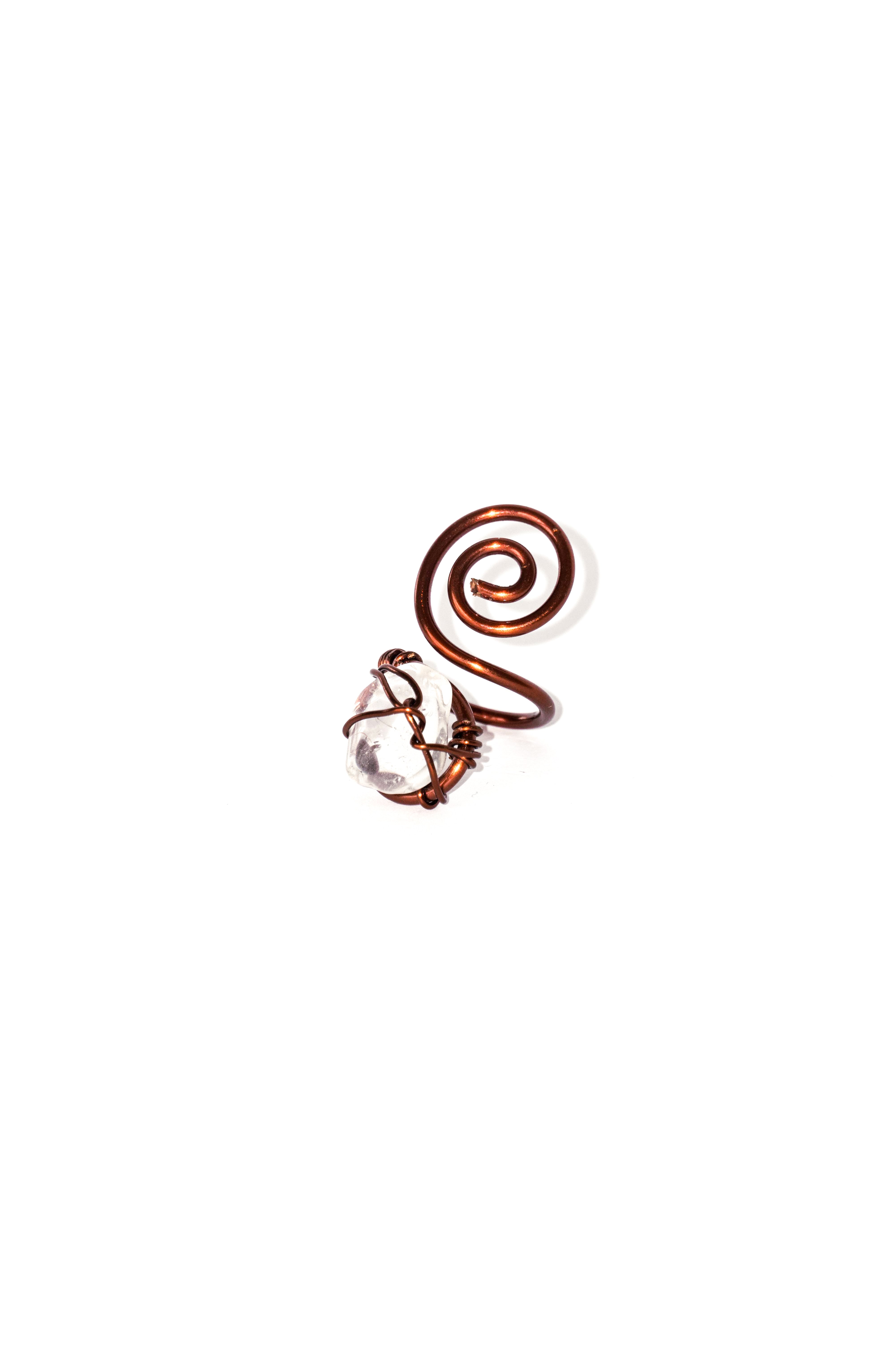 Copper Spiral Ring - Clear Quartz