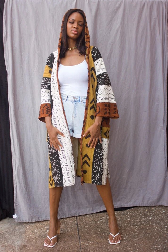 After Dark Hooded Bogolan Cloak#african_fabric_ghana#