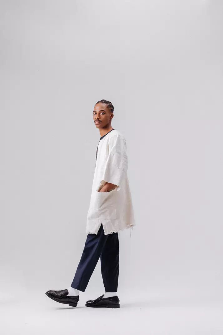 All White Bogolan Cloak (Pre - Order)#african_fabric_ghana#