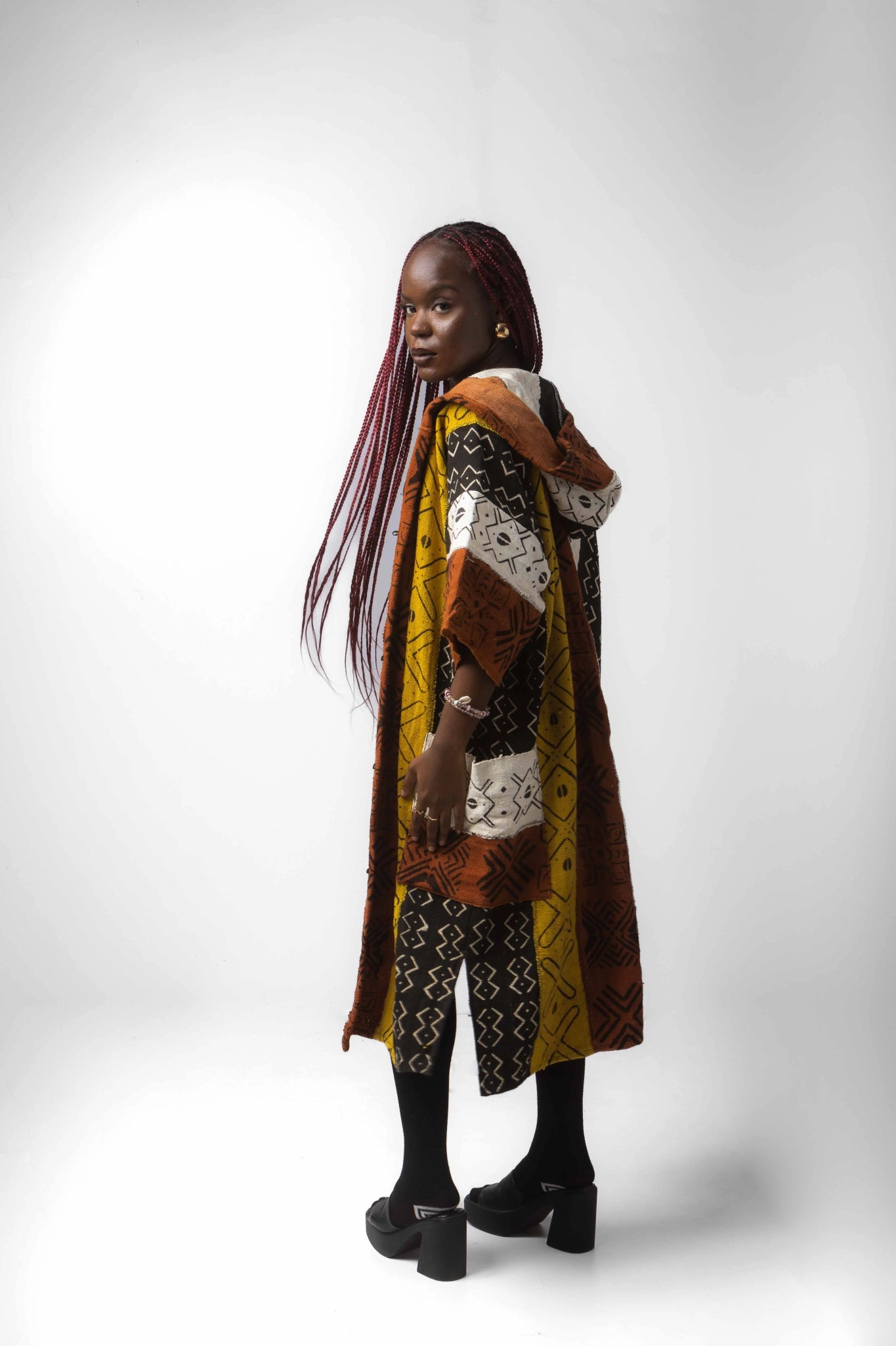 Aquamarie Hooded Bogolan Cloak (Pre - Order)#african_fabric_ghana#