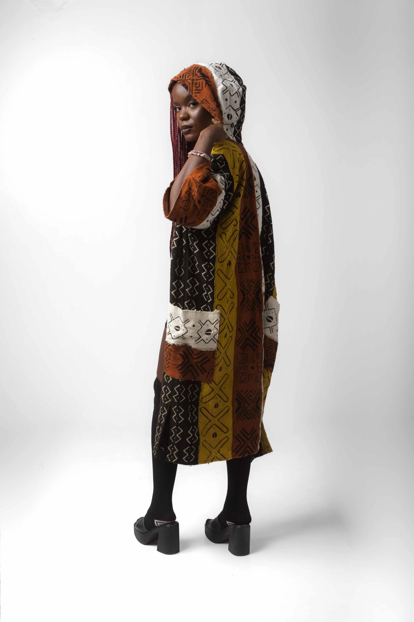 Aquamarie Hooded Bogolan Cloak (Pre - Order)#african_fabric_ghana#