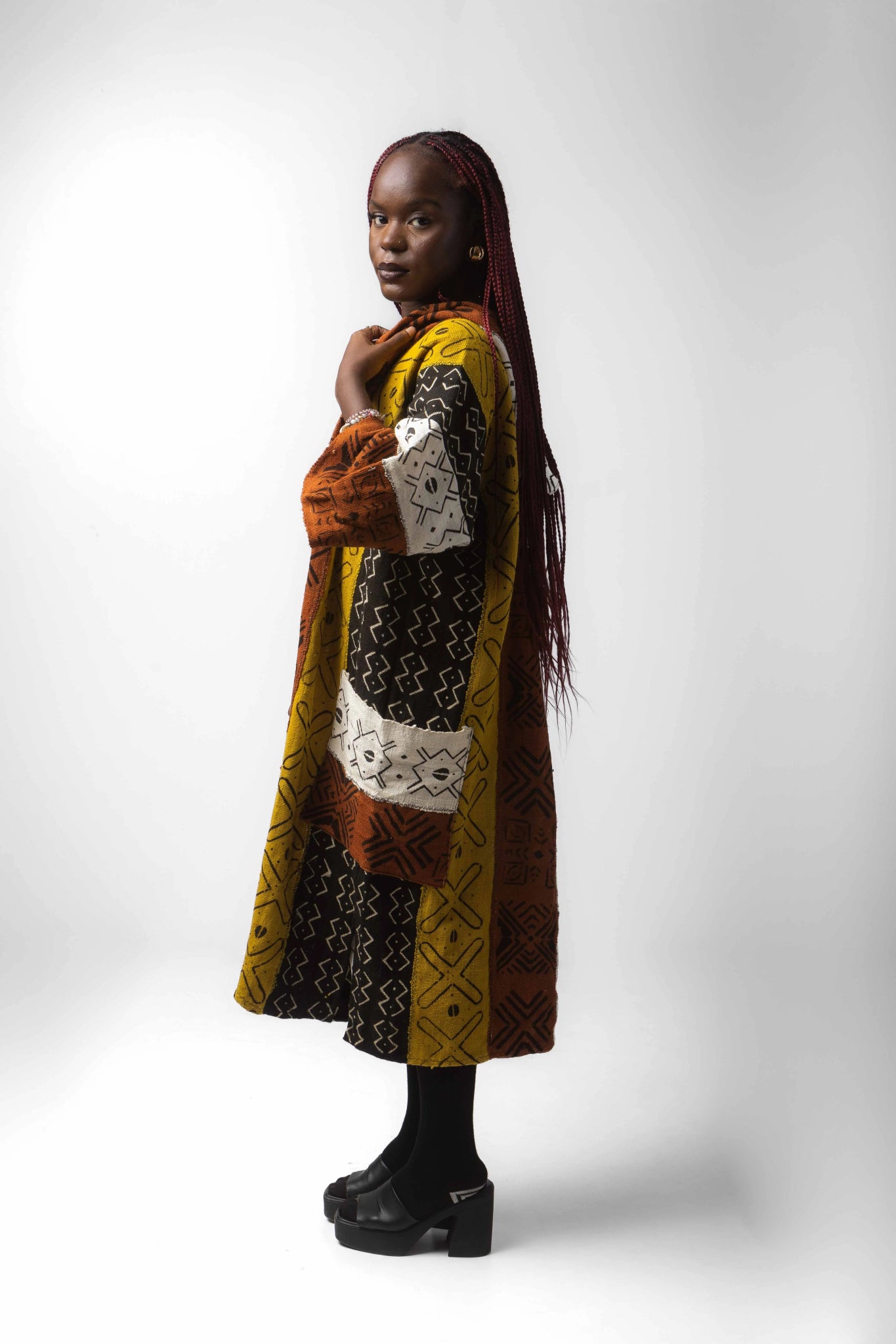 Aquamarie Hooded Bogolan Cloak (Pre - Order)#african_fabric_ghana#