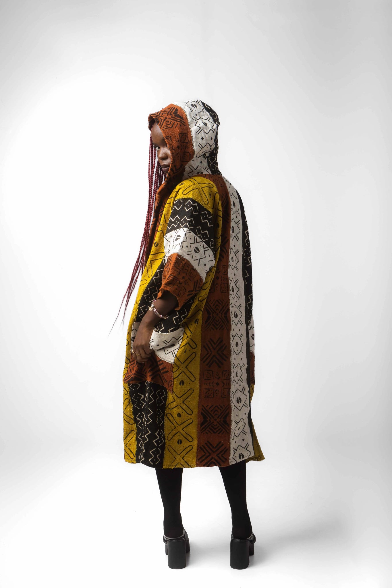 Aquamarie Hooded Bogolan Cloak (Pre - Order)#african_fabric_ghana#
