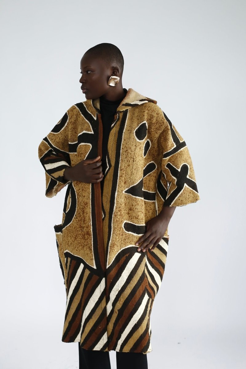 Asaase Ya Hooded Bogolan Cloak#african_fabric_ghana#