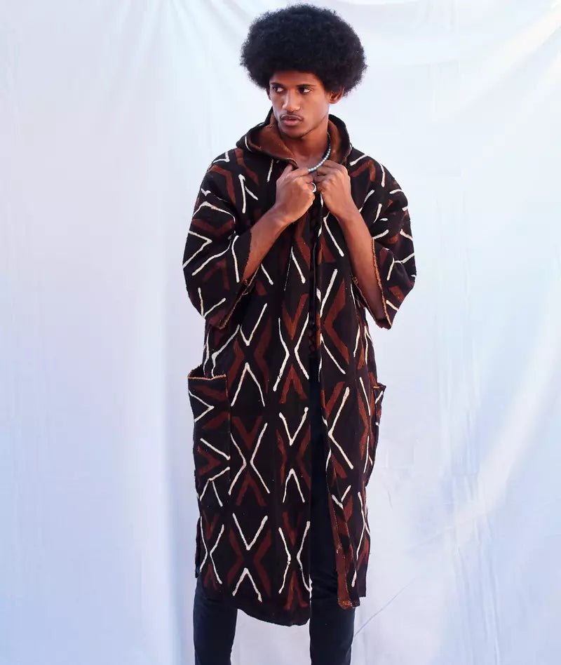 Asantehene Hooded Bogolan Cloak (Pre - Order)#african_fabric_ghana#
