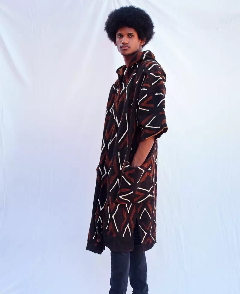 Asantehene Hooded Bogolan Cloak (Pre - Order)#african_fabric_ghana#