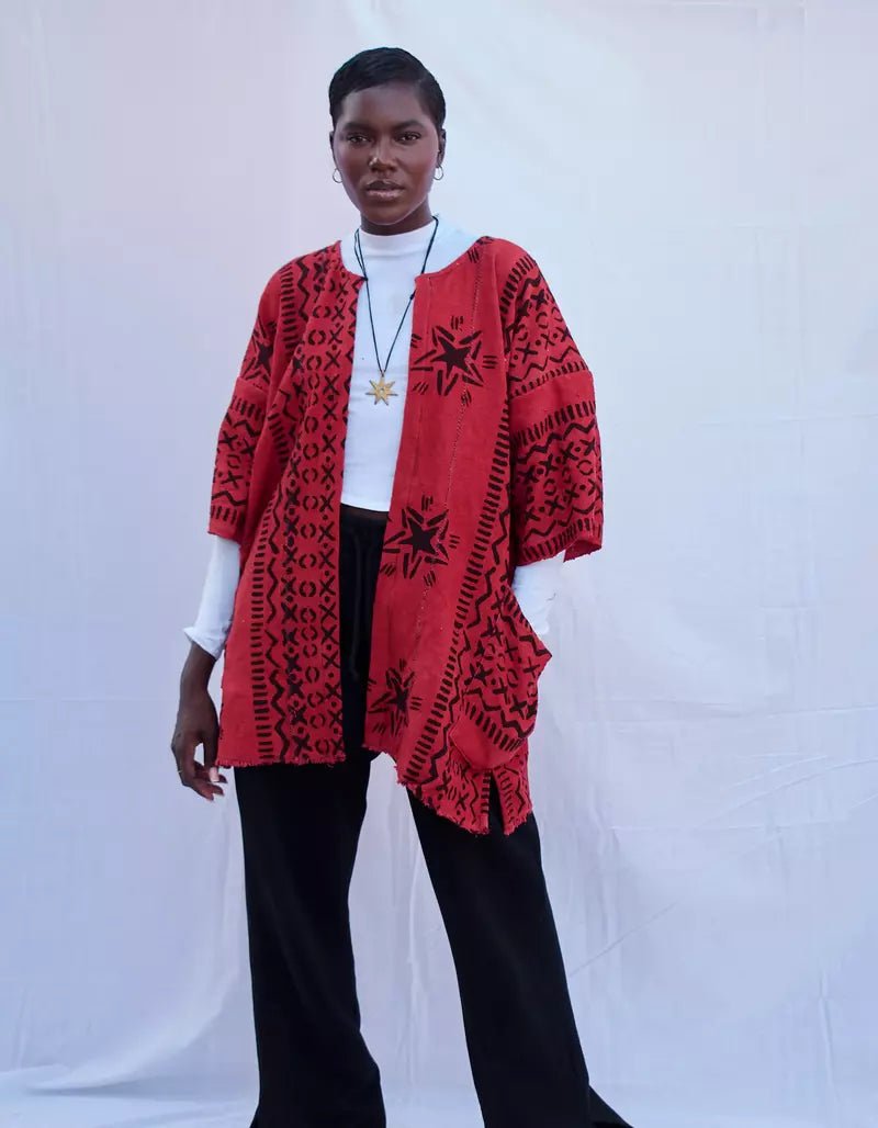 Berry Bogolan Cloak (Pre - Order)#african_fabric_ghana#