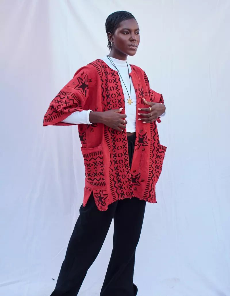 Berry Bogolan Cloak (Pre - Order)#african_fabric_ghana#