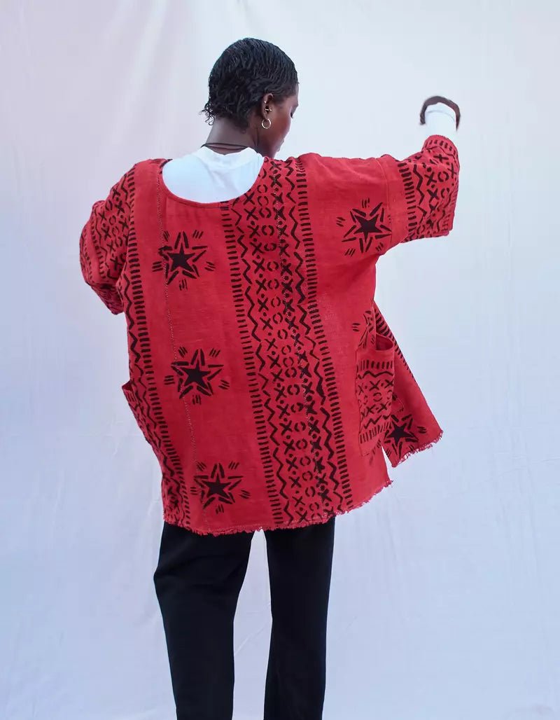 Berry Bogolan Cloak (Pre - Order)#african_fabric_ghana#