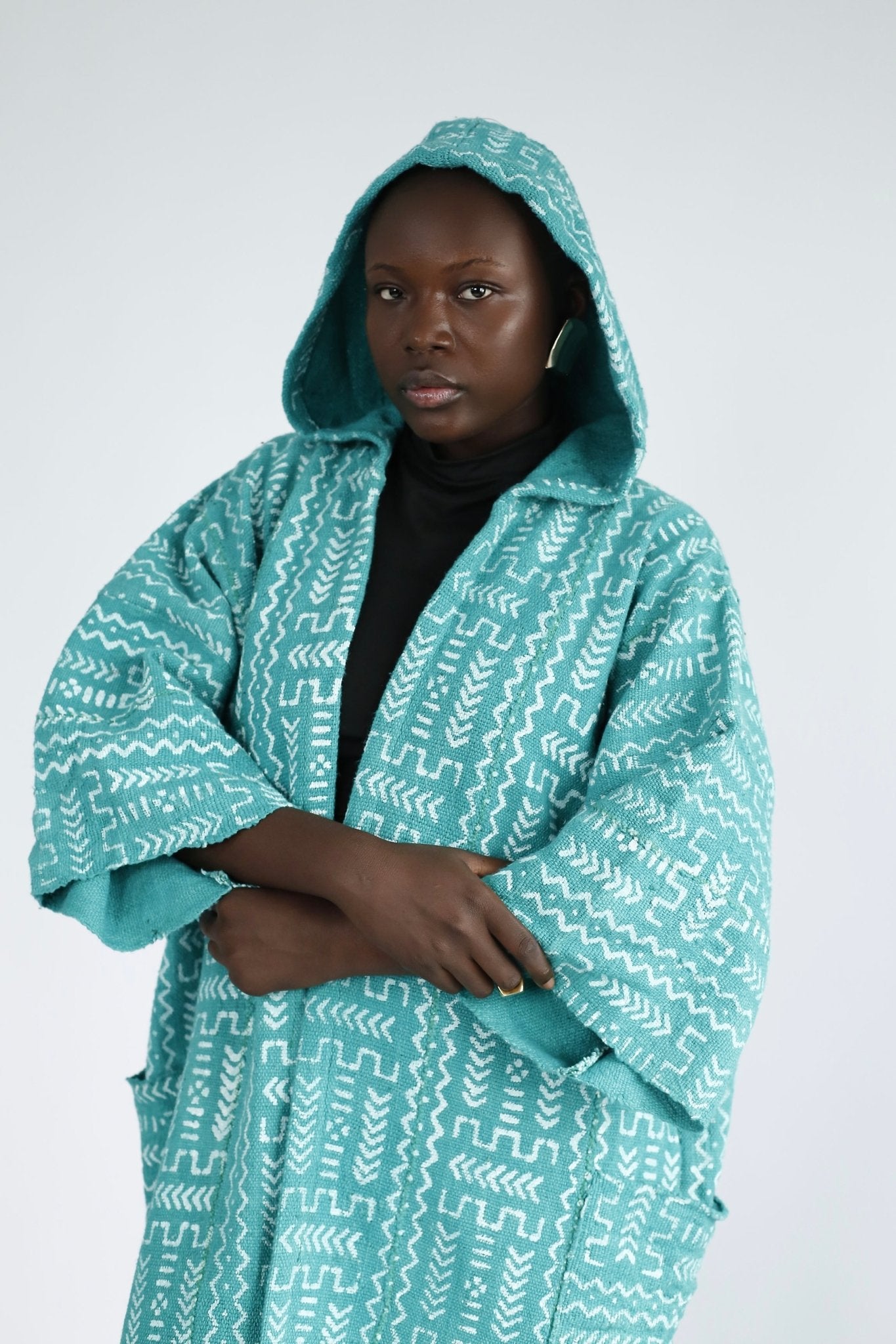 Brick Road Hooded Bogolan Cloak#african_fabric_ghana#