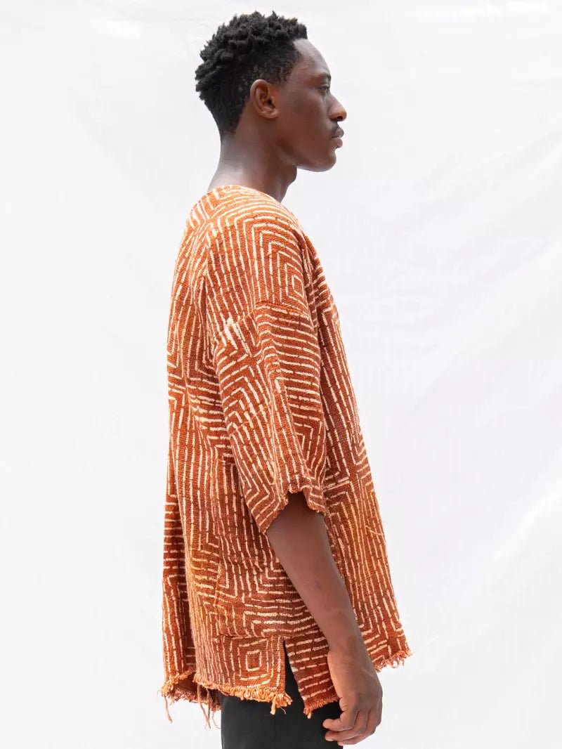 Brown Frequency Bogolan Cloak#african_fabric_ghana#