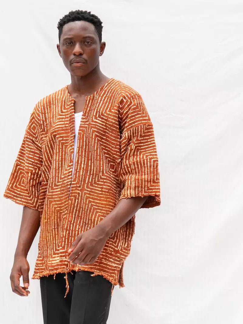 Brown Frequency Bogolan Cloak#african_fabric_ghana#