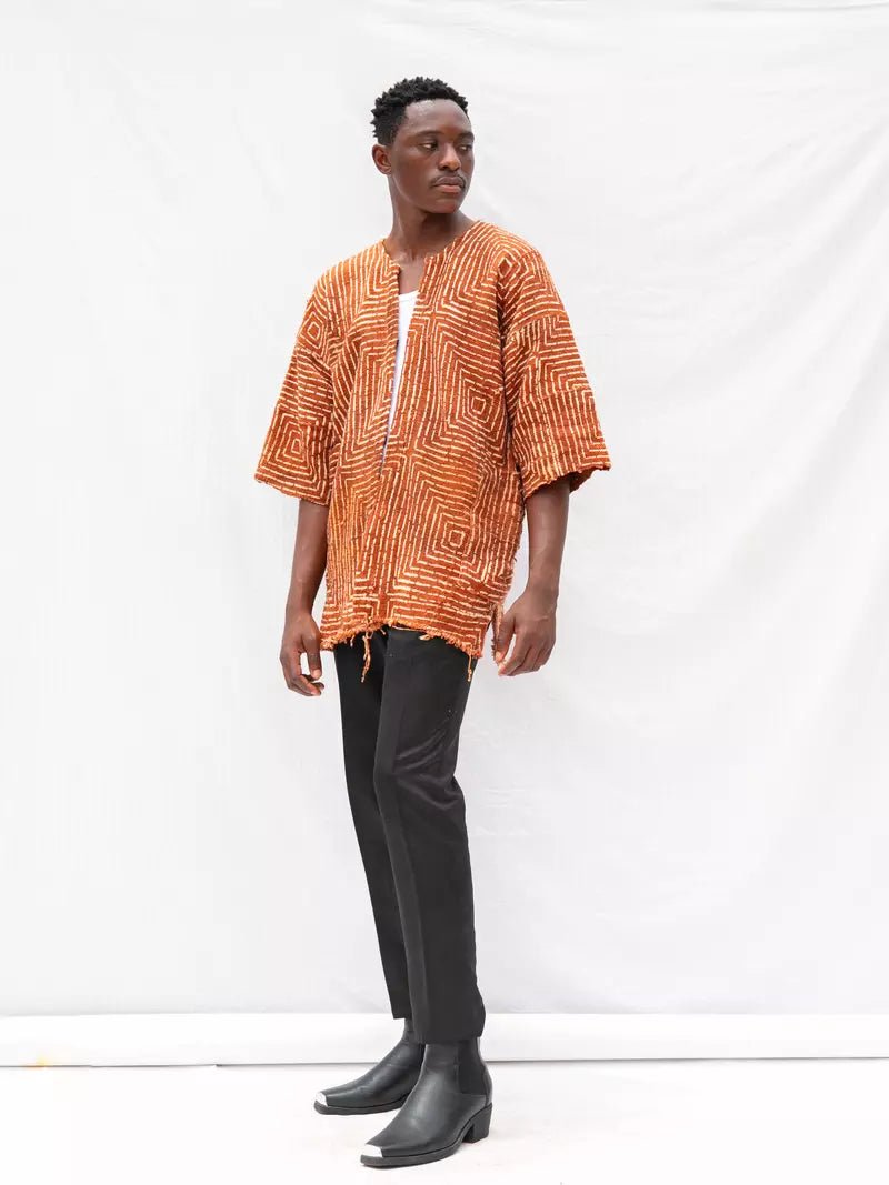 Brown Frequency Bogolan Cloak#african_fabric_ghana#