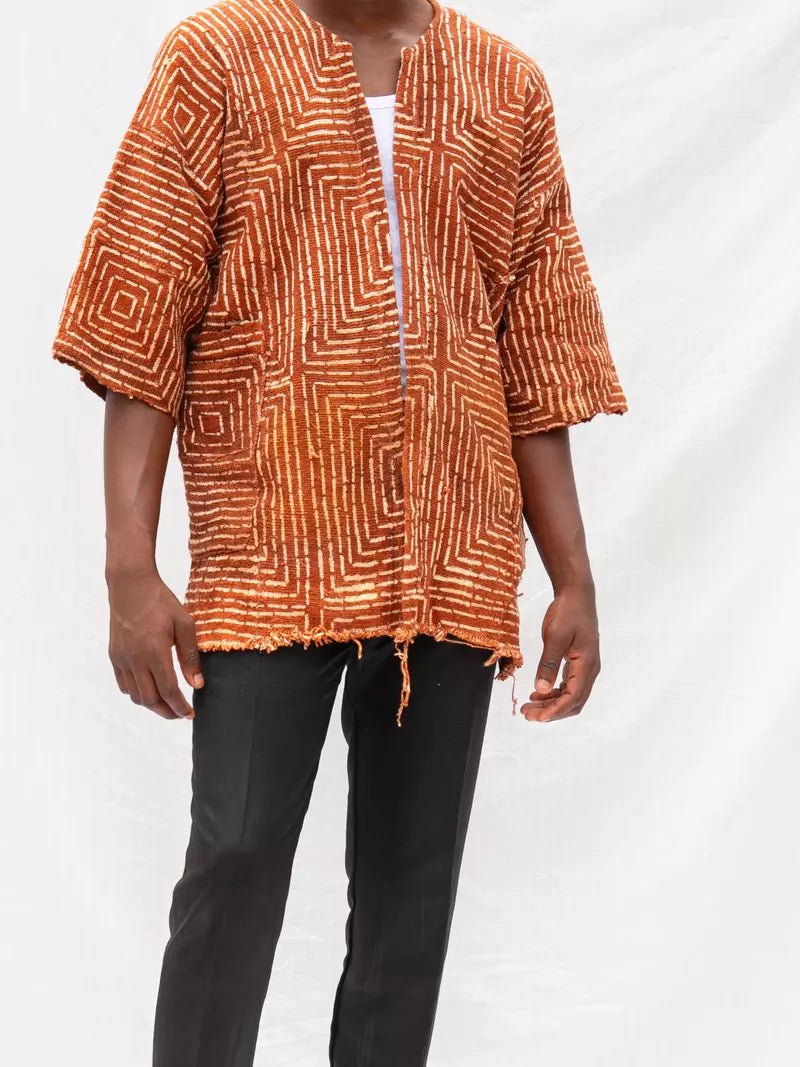 Brown Frequency Bogolan Cloak#african_fabric_ghana#