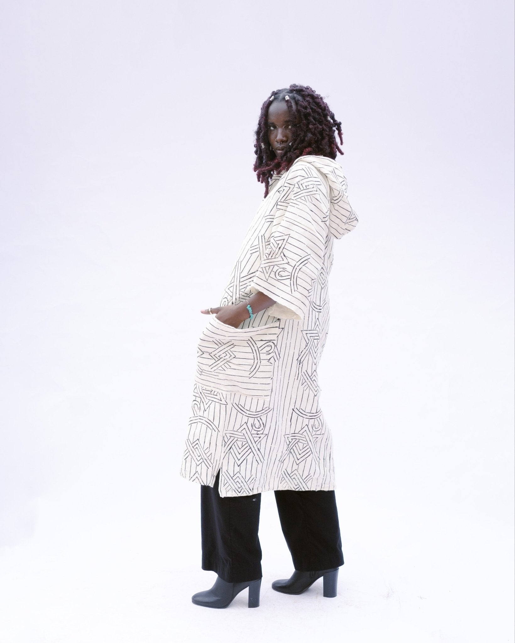 Dreamweaver Hooded Bogolan Cloak#african_fabric_ghana#