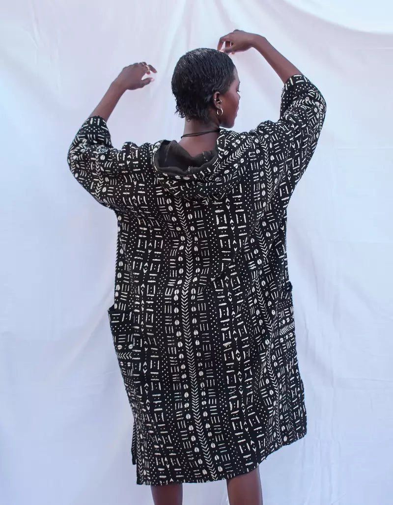 Early Bird Hooded Bogolan Cloak#african_fabric_ghana#