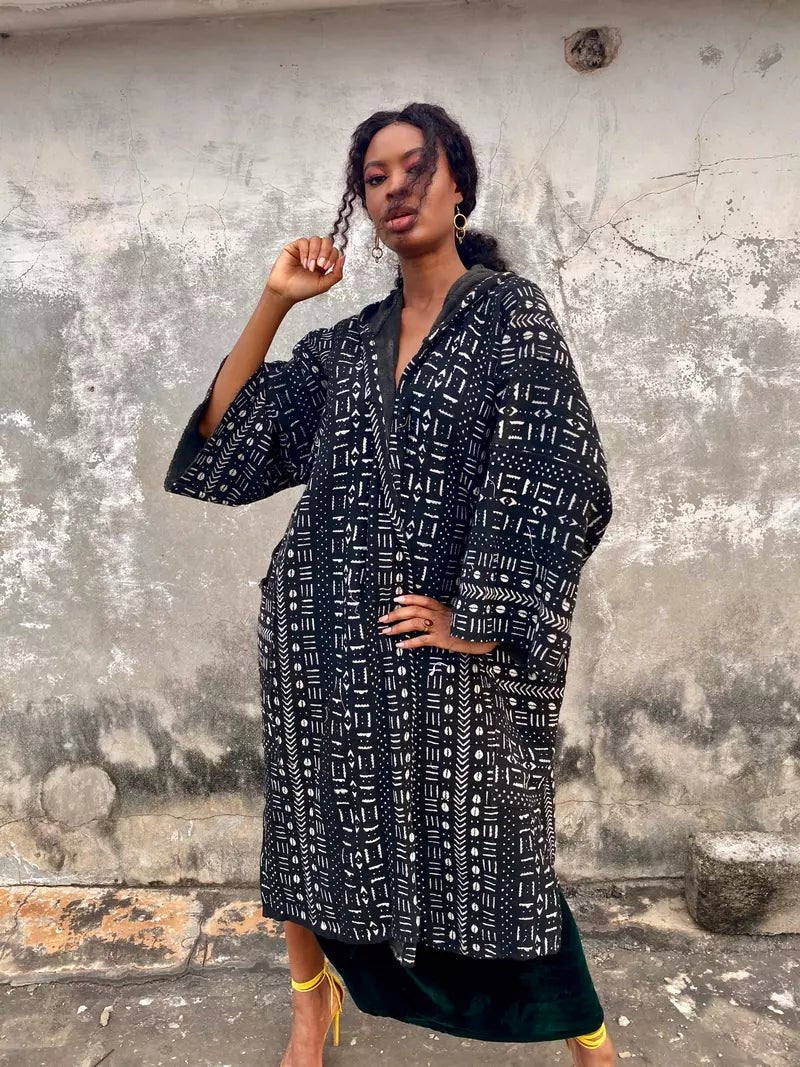 Early Bird Hooded Bogolan Cloak#african_fabric_ghana#