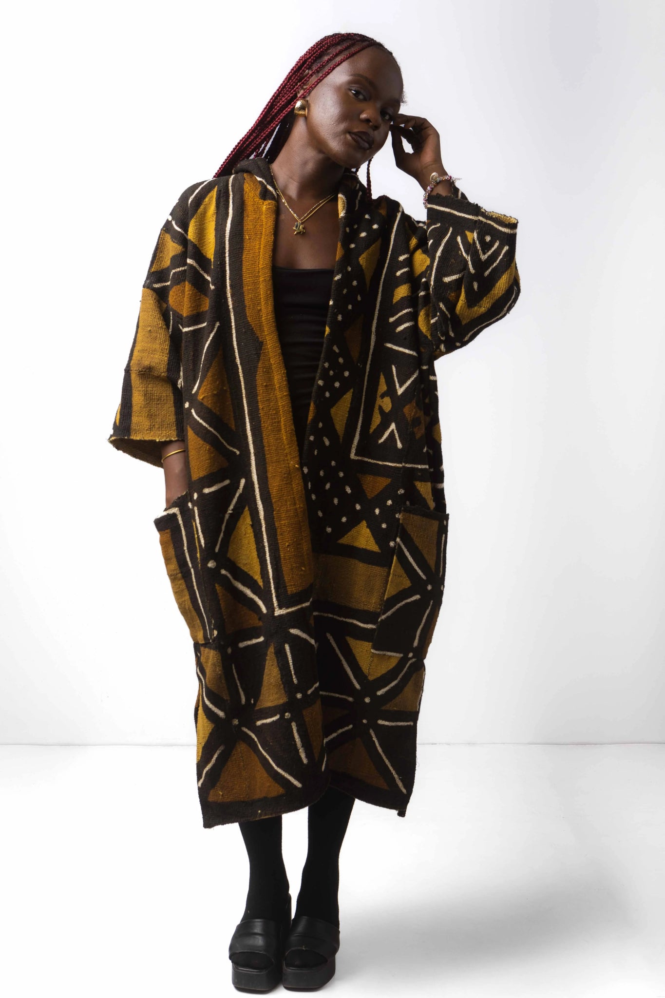 Earthenware Hooded Bogolan Cloak (Pre - Order)#african_fabric_ghana#