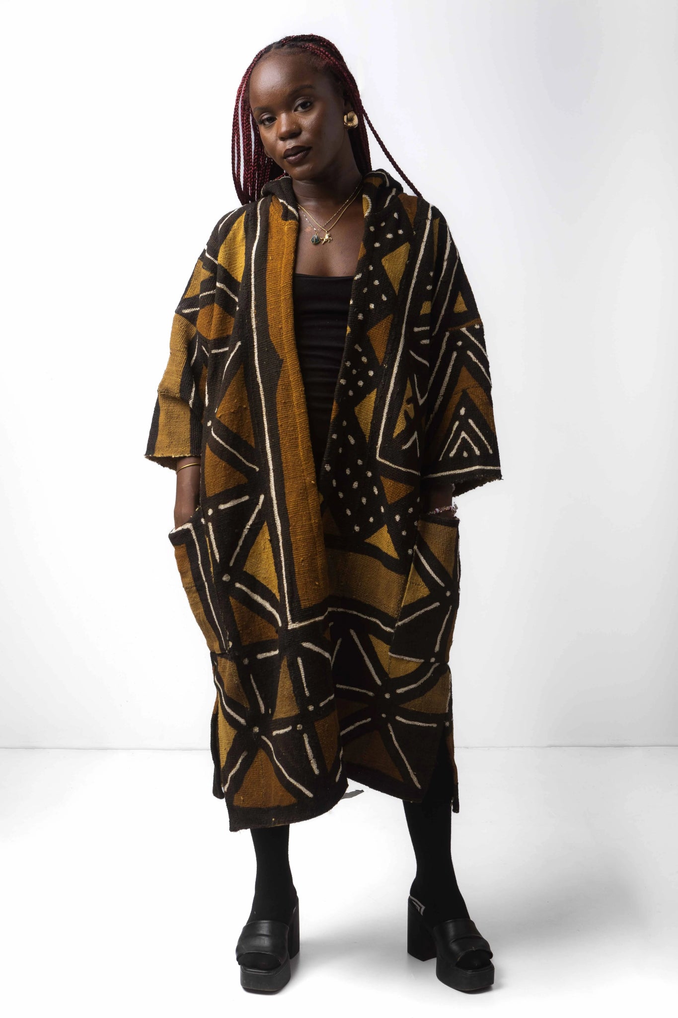 Earthenware Hooded Bogolan Cloak (Pre - Order)#african_fabric_ghana#