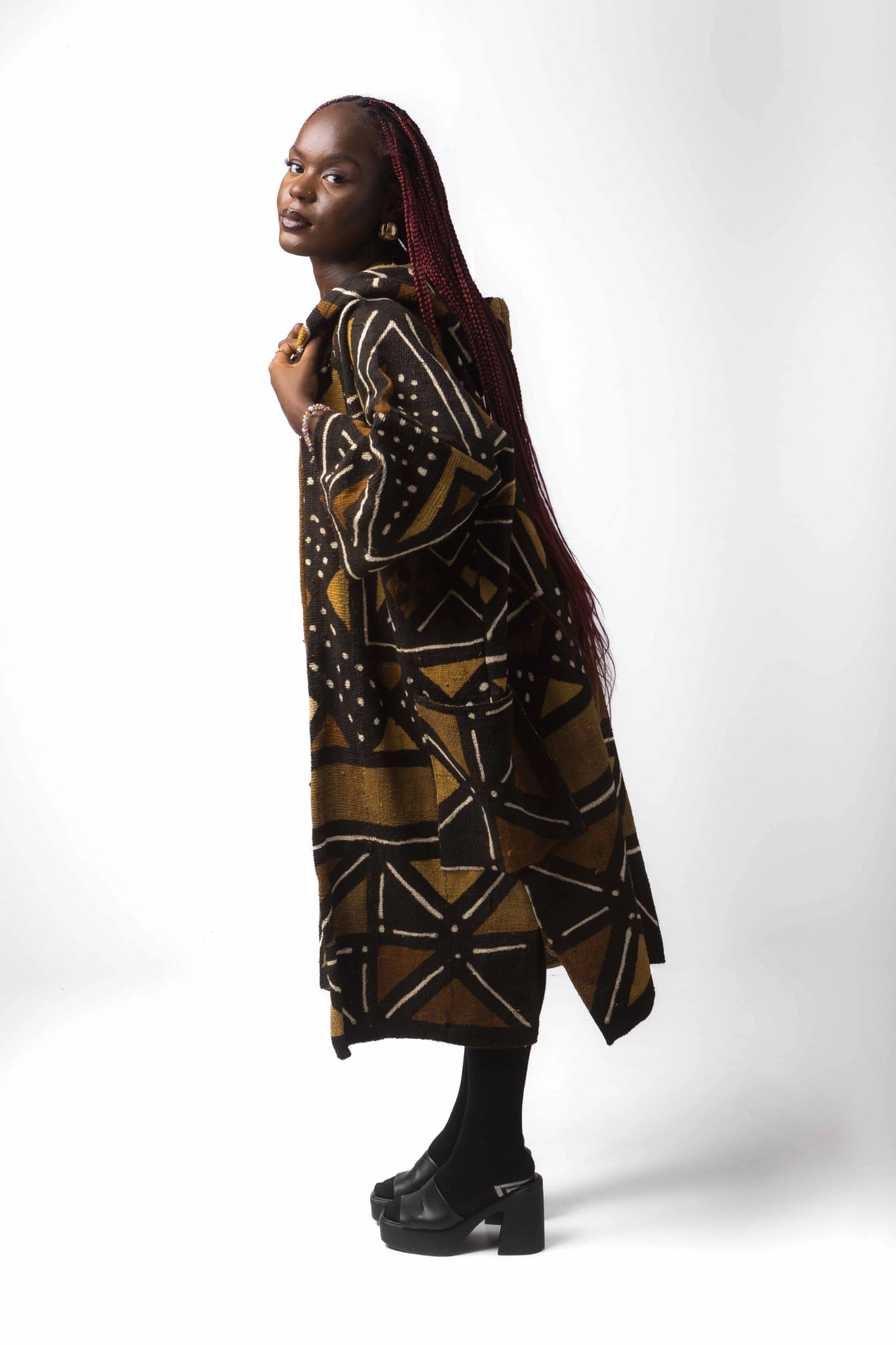 Earthenware Hooded Bogolan Cloak (Pre - Order)#african_fabric_ghana#