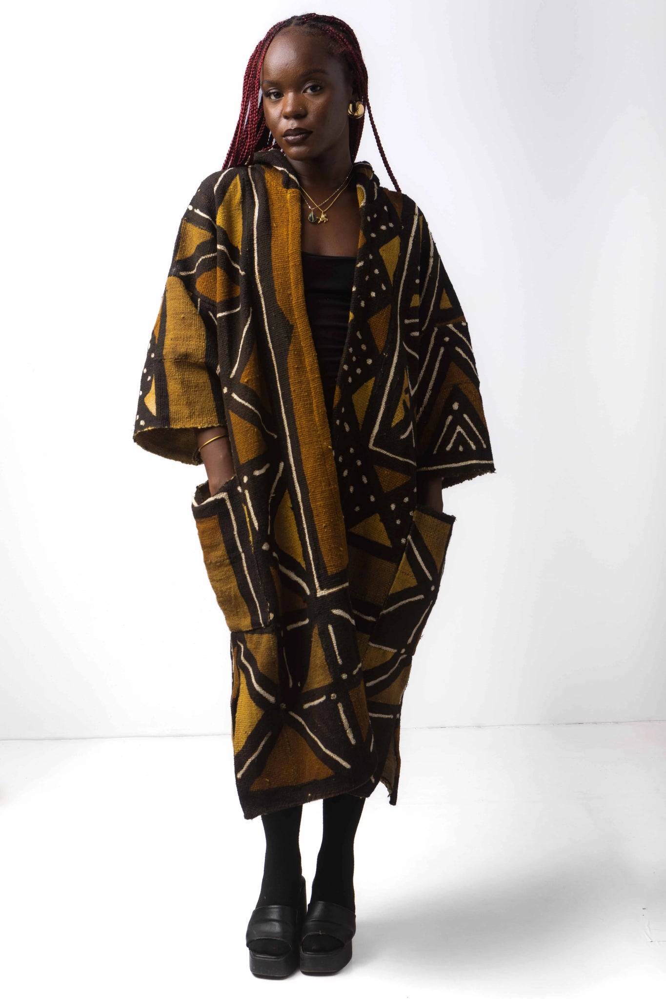Earthenware Hooded Bogolan Cloak (Pre - Order)#african_fabric_ghana#