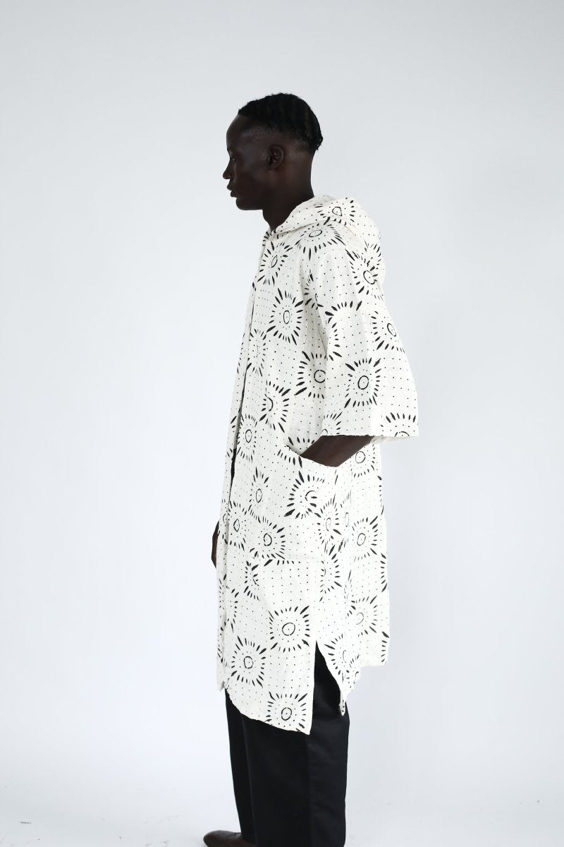 Eclipse Echo Hooded Bogolan Cloak#african_fabric_ghana#